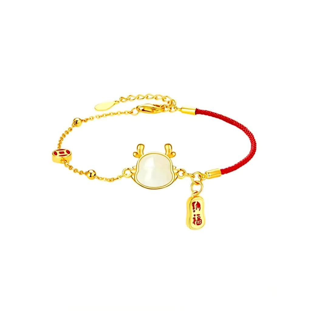 Silver electroplated Dragon zodiac bracelet for women in New Chinese style.