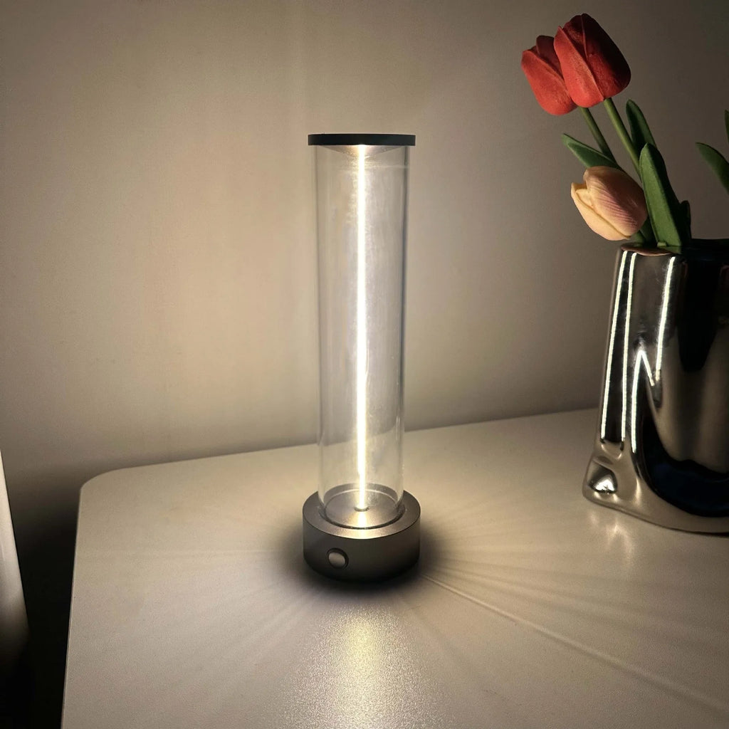 Modern glass LED light strip with magnetic back and USB charging cable