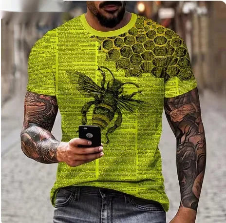 Men's black T-shirt with three-dimensional lion graphic print on front