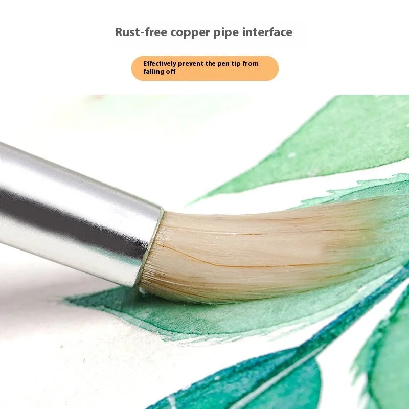 Wooden hooked brush pen set with 6 artistic wool tipped pens for painting and calligraphy