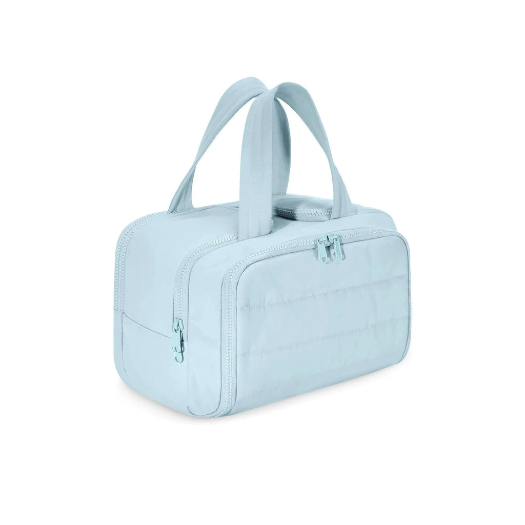Large lightweight polyester travel toiletry bag in multiple colours with wide open design.