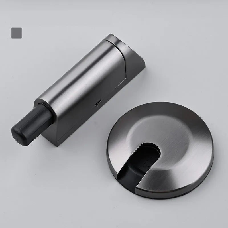 Modern zinc alloy invisible door stopper in six colour finishes including metallic options