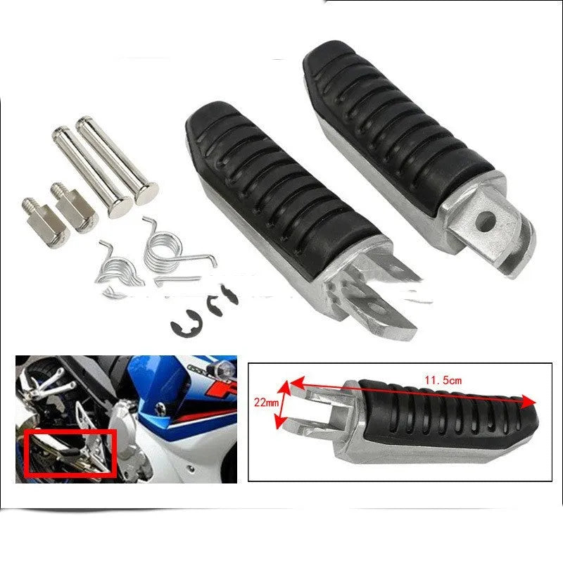 Black aluminium alloy motorcycle footpegs set for Suzuki GSX and V-Strom models