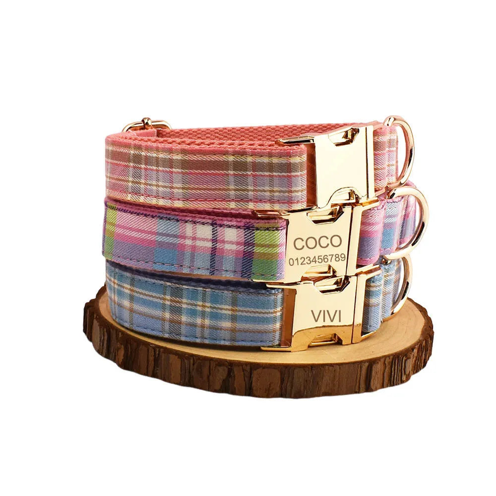 Four-piece dog accessory set with collar, leash, vest and decorative bow in cloth construction