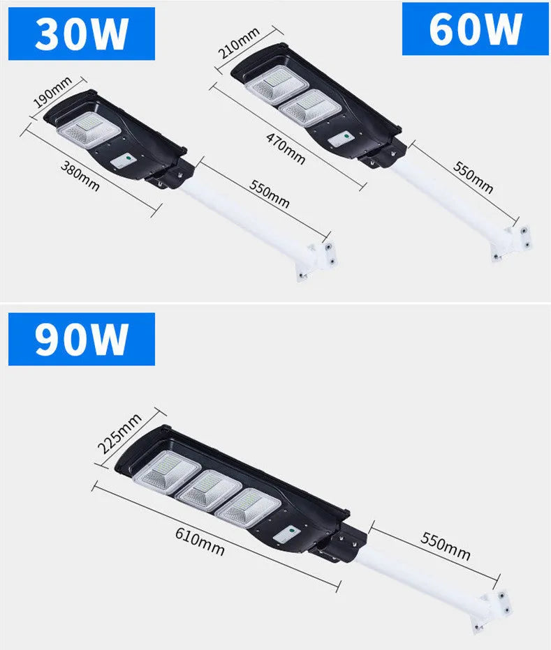 60W integrated solar street light with LED lighting and remote control for outdoor areas