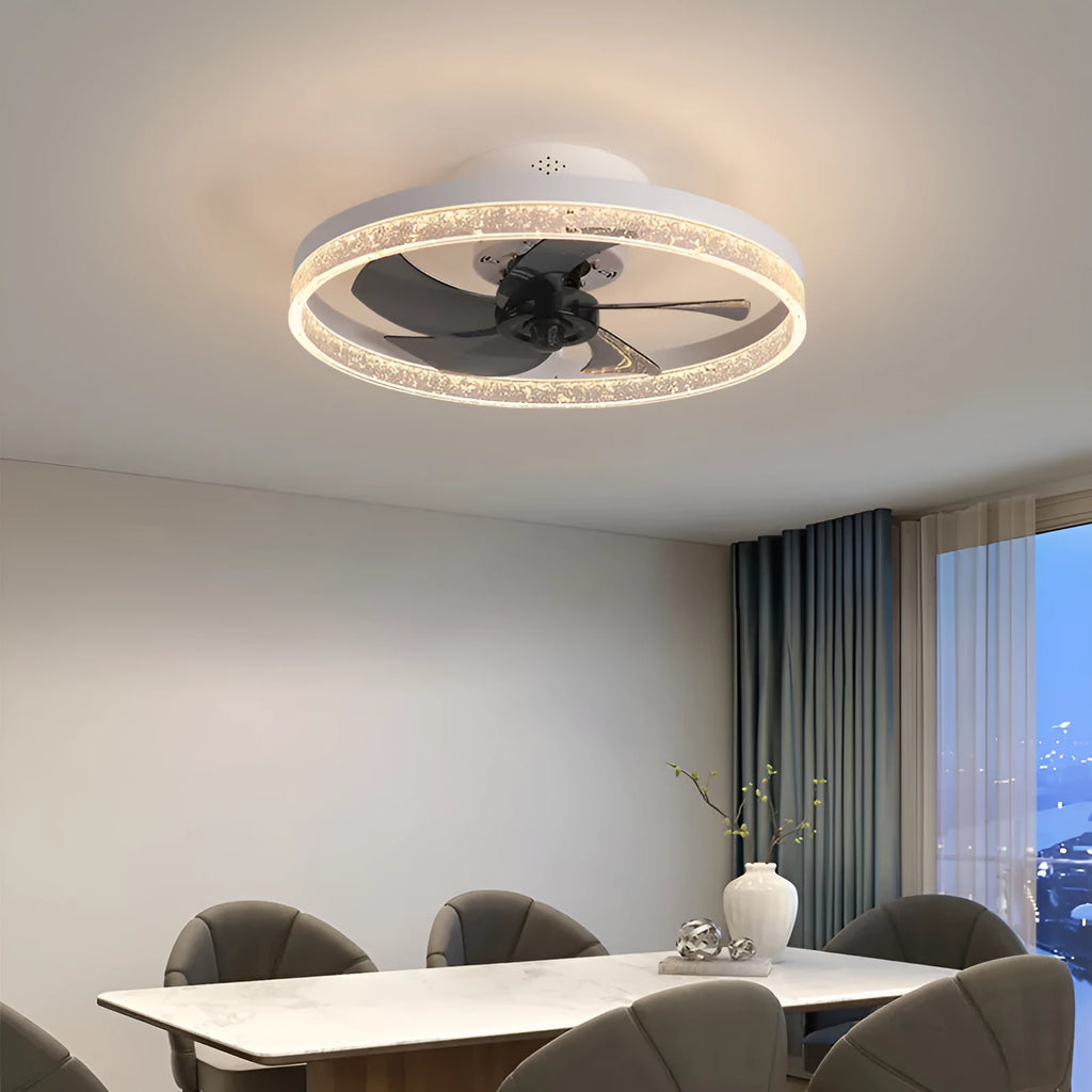 Nordic-style remote control ceiling fan lamp with light, 50cm diameter, in black finish