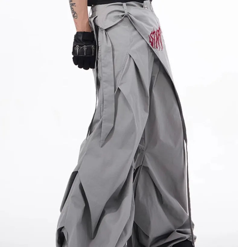 Korean style boys wide-leg trousers in black or grey solid colour