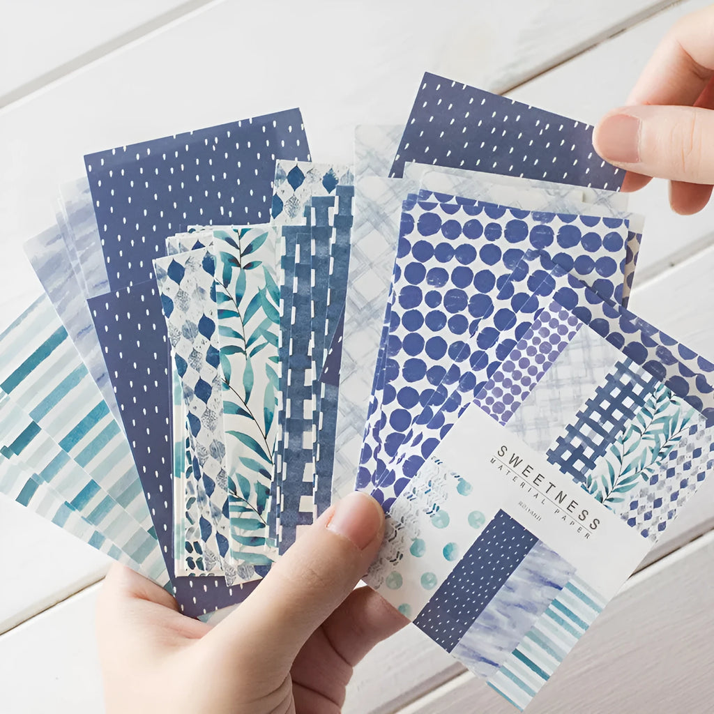 50-piece pack of retro sweet light note paper in ten dessert colours including blue fruit and strawberry, each 56mm by 83mm.