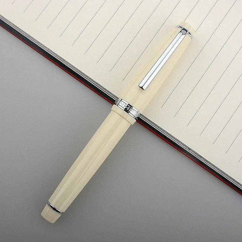Resin business pen with stainless steel nib shown in a selection of colour and clip finish options.