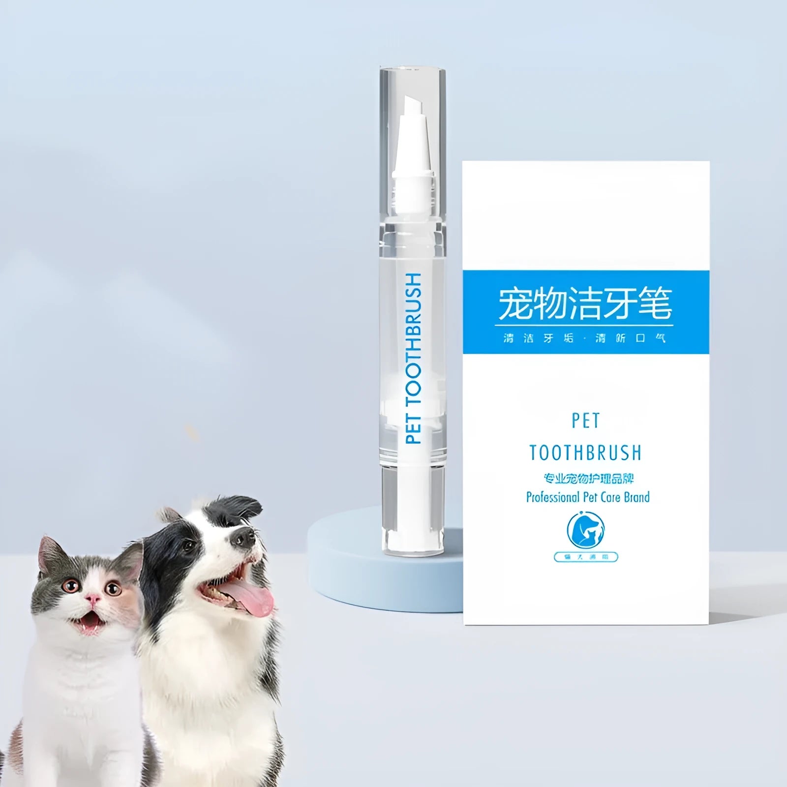Pet toothbrush pen with integrated toothpaste for dog dental care