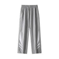 Men's straight-leg trousers in black or grey, featuring an elastic waist and loose fit.