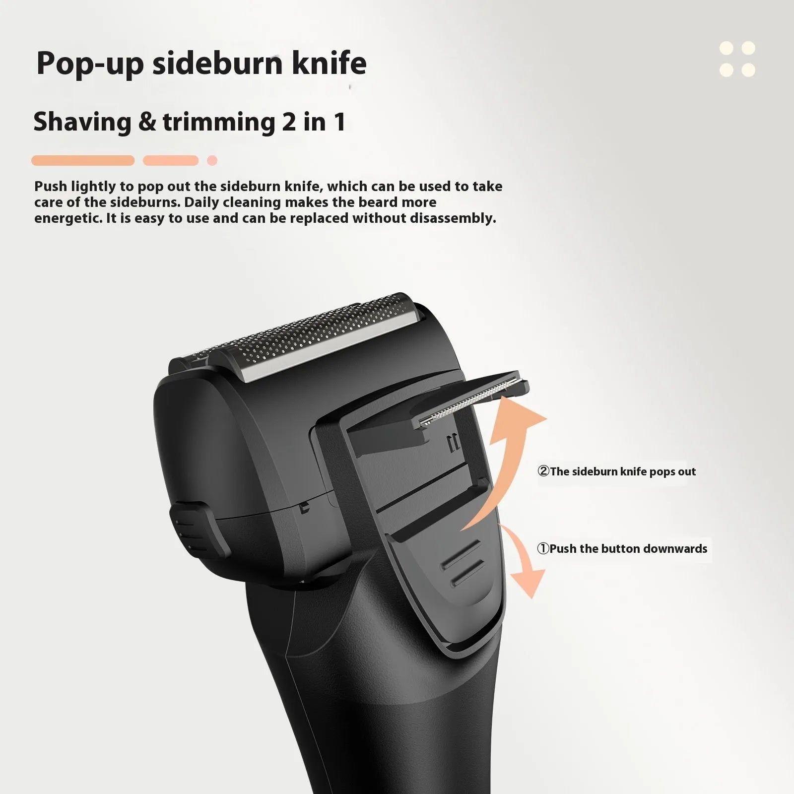 Rechargeable digital display electric reciprocating shaver in Gun Black with removable cutter head