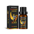 10ml bottle of men's massage essential oil with mineral oil, jojoba, ginger and cocoa butter