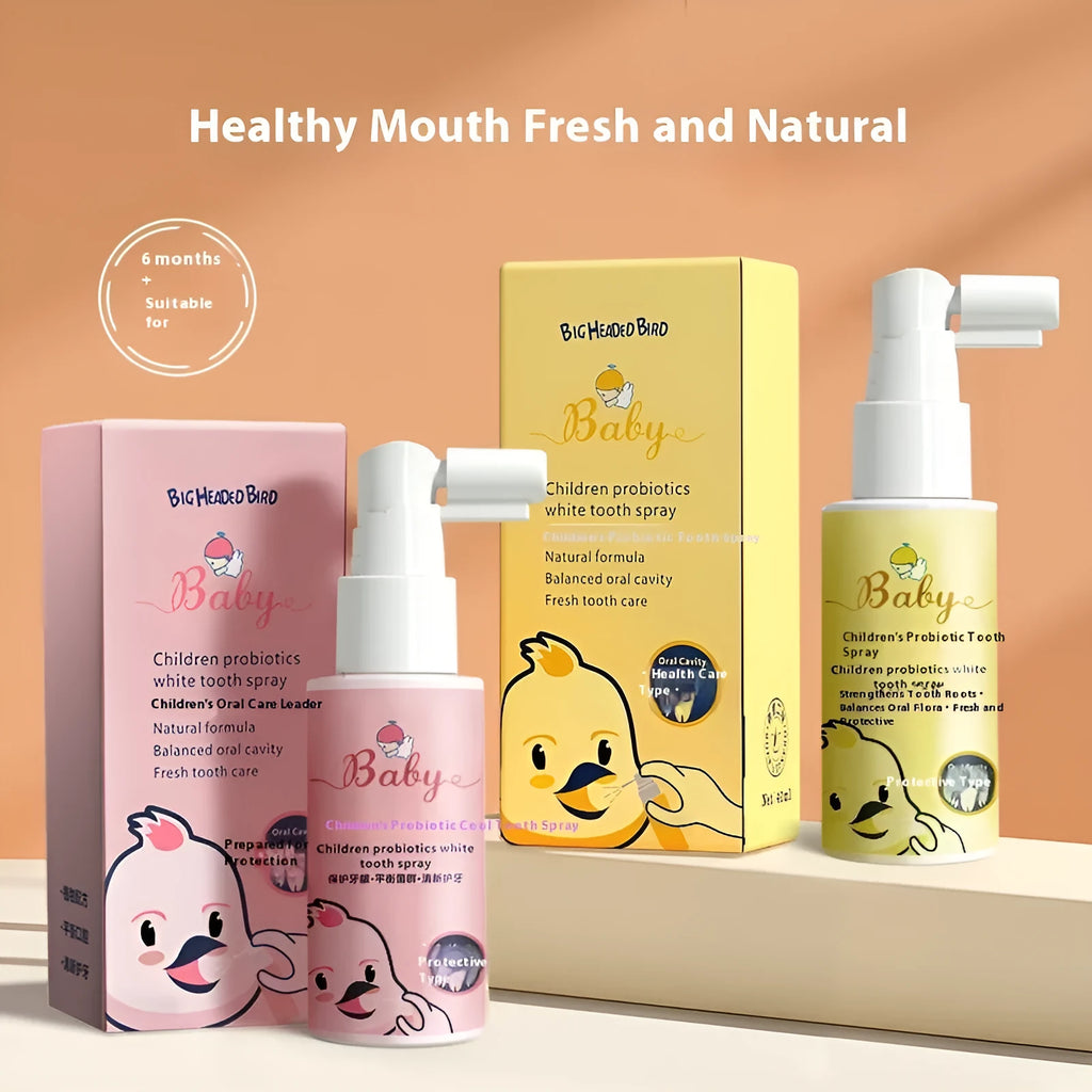 Children's probiotic oral spray bottle with anticavity and whitening properties in 40ml size