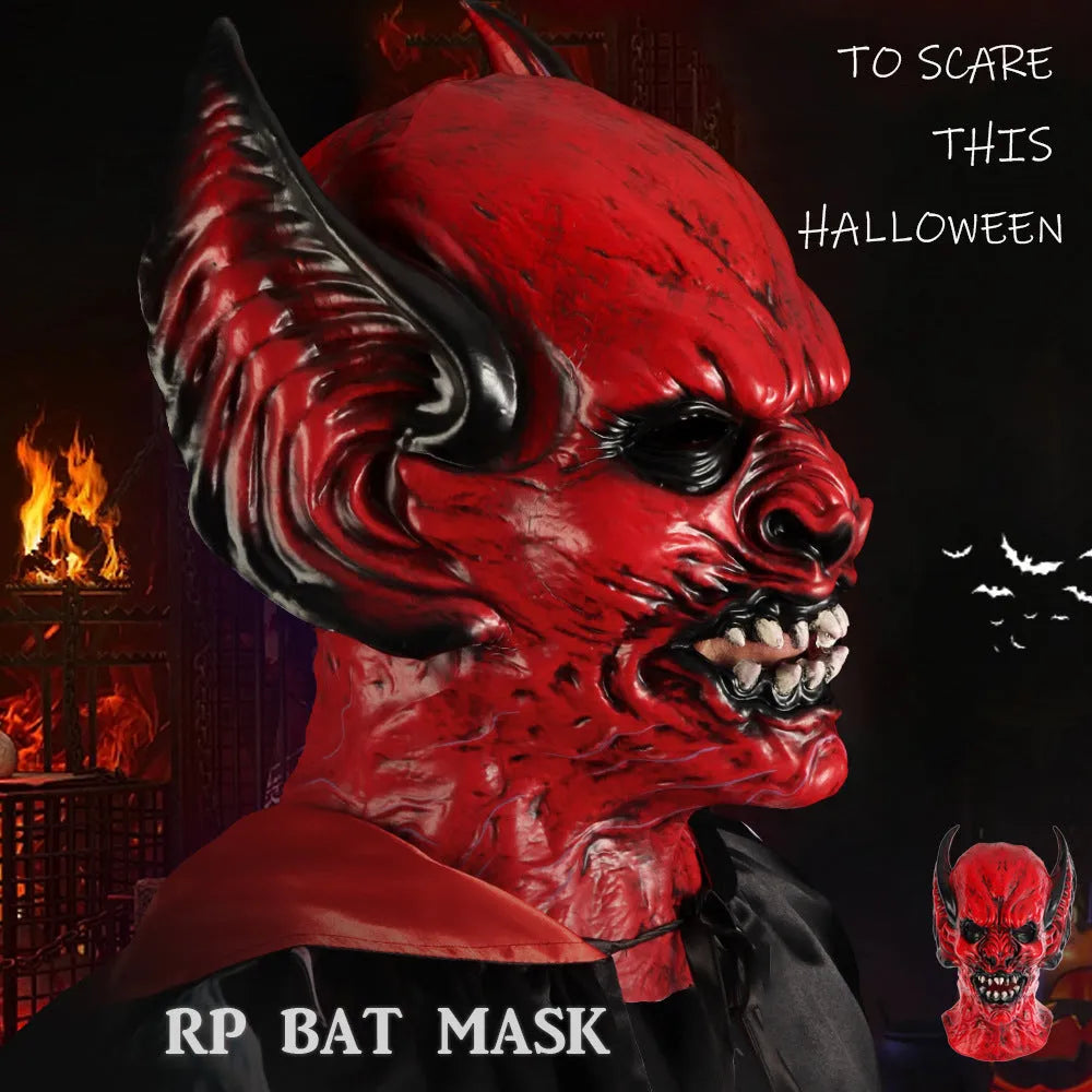 Red bat horror mask made from RP foam for Halloween dress up