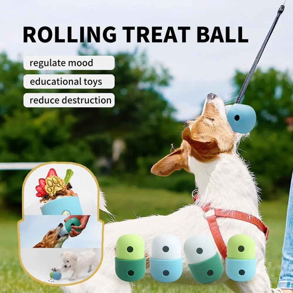 Food-grade silicone dog treat puzzle ball in multiple colour combinations for small medium dogs