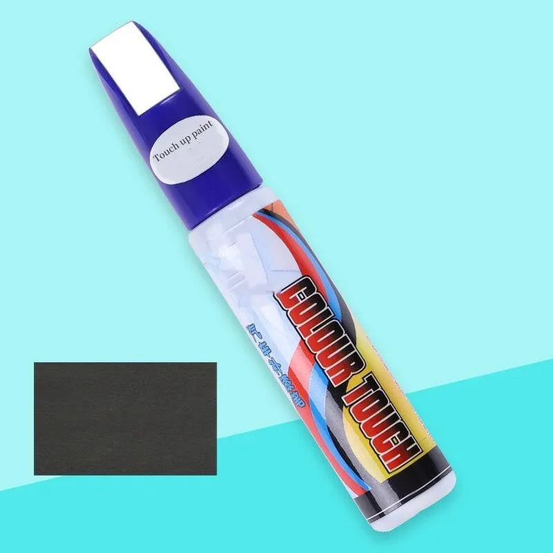 Automotive paint repair pen kit with scratch removal fluid and touch-up paint in universal colours