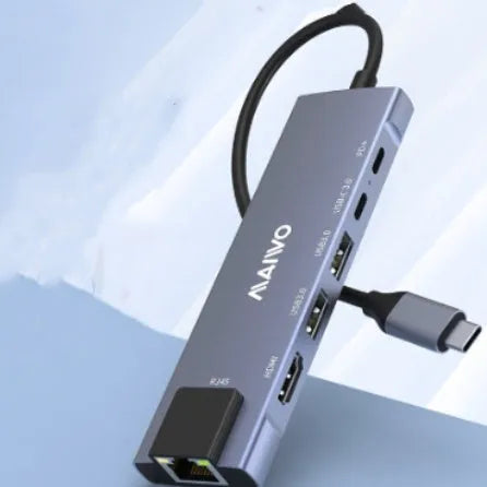 KH06RH1 Steam Deck six-in-one docking station with USB-C cable, HDMI, Ethernet, and USB ports.