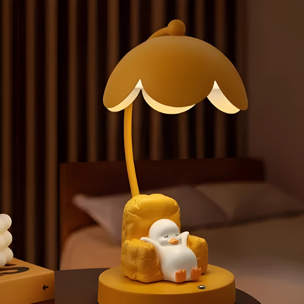 Flat Duck Table Lamp Ornament cute yellow duck USB night light for bedroom study