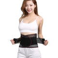 Black breathable sports waist support with internal steel plate for lumbar protection during fitness activities