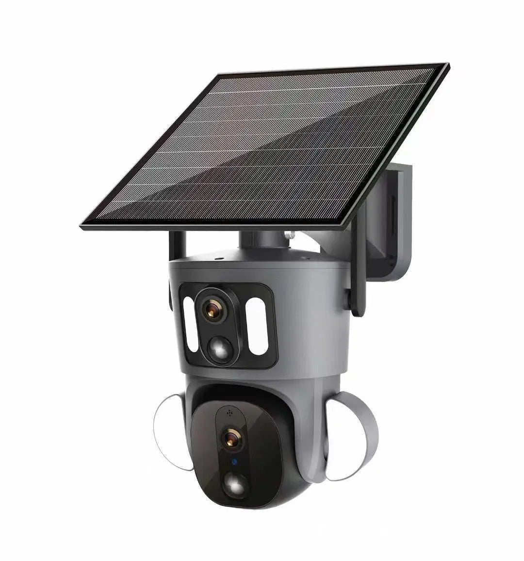 Solar binocular three-screen surveillance camera for outdoor security with 4 million pixel resolution