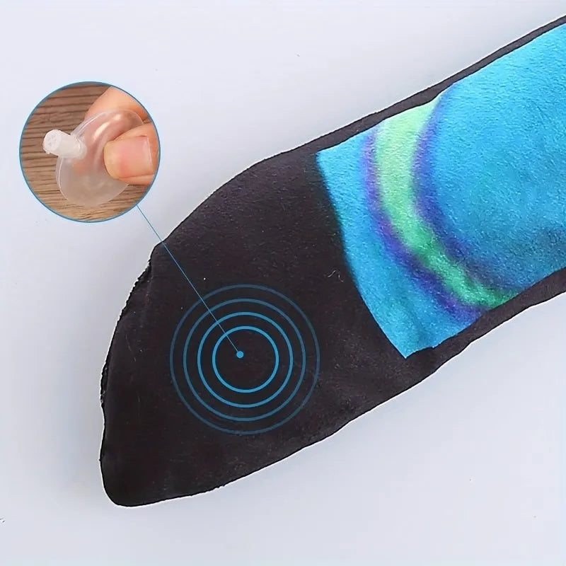 Multicolour snake-shaped plush dog squeaky toy with stripe print