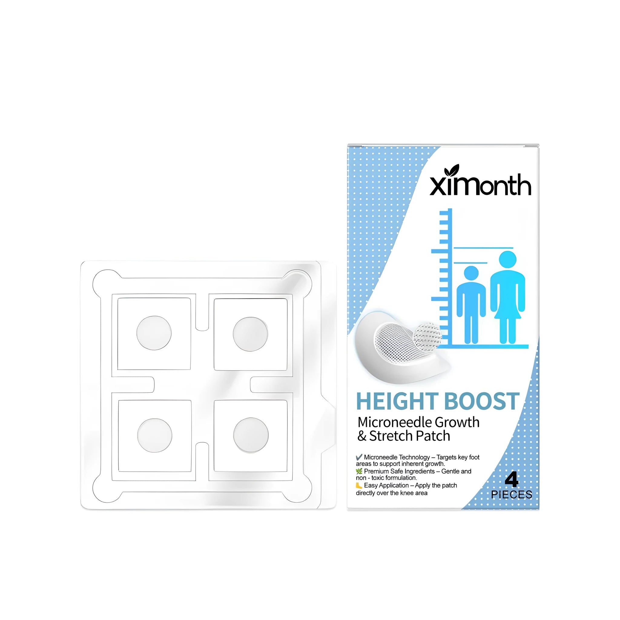 Four Healthy Bone Micro Needle Care Patches featuring a herbal extract blend with ginseng and Epimedii