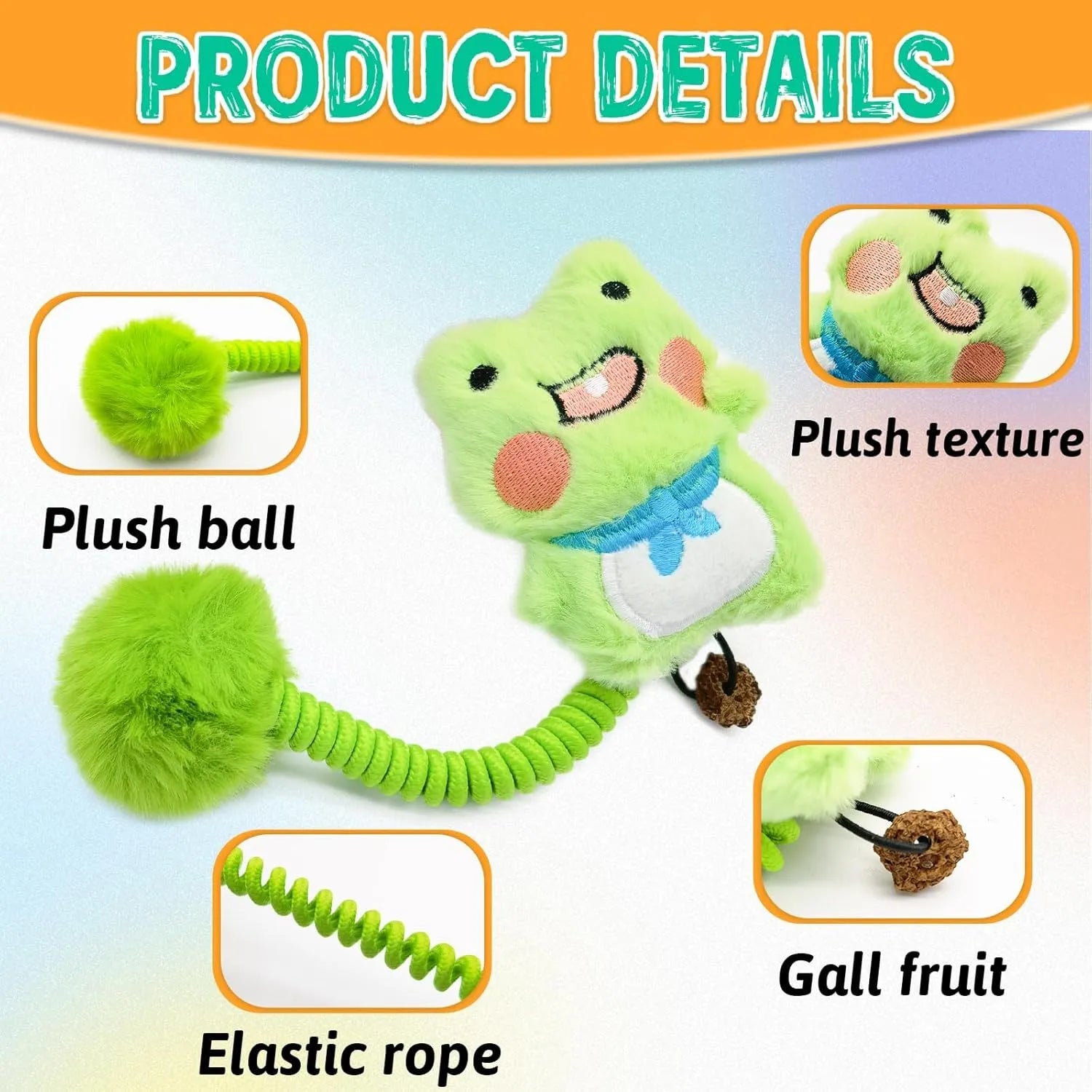 Plush cat toy with silvervine fruit, spring, and fuzzy ball for kitten teething and interactive play
