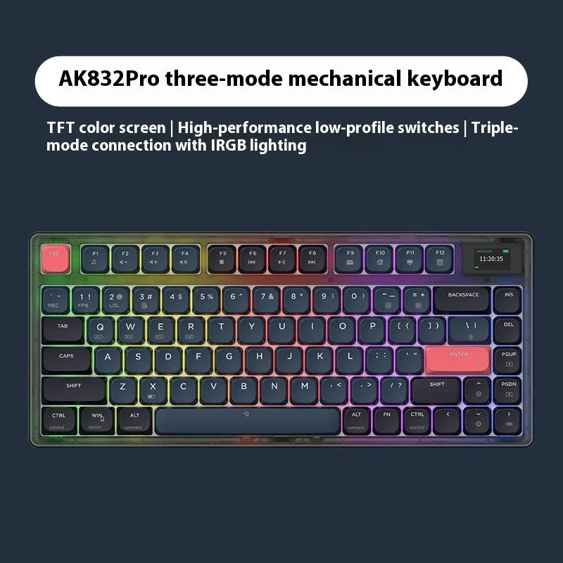 AJAZZ AK832PRO mechanical keyboard with colour screen display and compact 81-key layout in green colour option