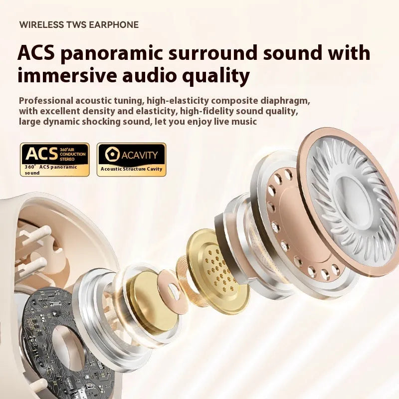 Wireless ear-mounted headphones with digital display screen in black colour