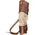 Warrior hand woven PU skin spliced quiver in brown with stitching pattern for archery