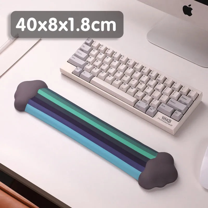 Cloud Rainbow silicone wrist rest set showing mouse pad and keyboard support with cloud pattern