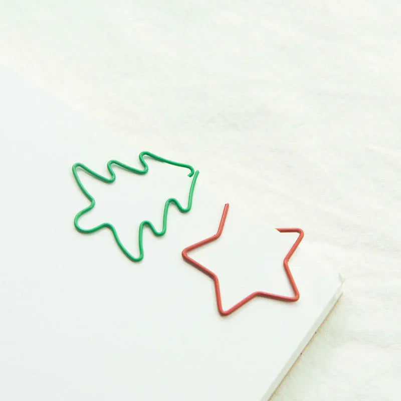 Christmas special-shaped metal paper clips 18 pieces mixed colours office stationery