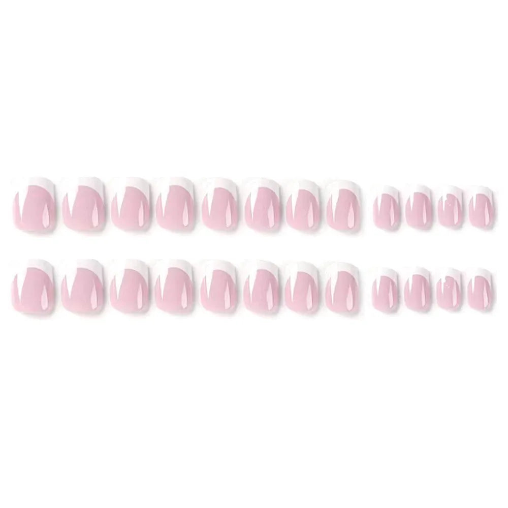 White plaid pattern fake nail tips showing geometric design on 24 nail plates