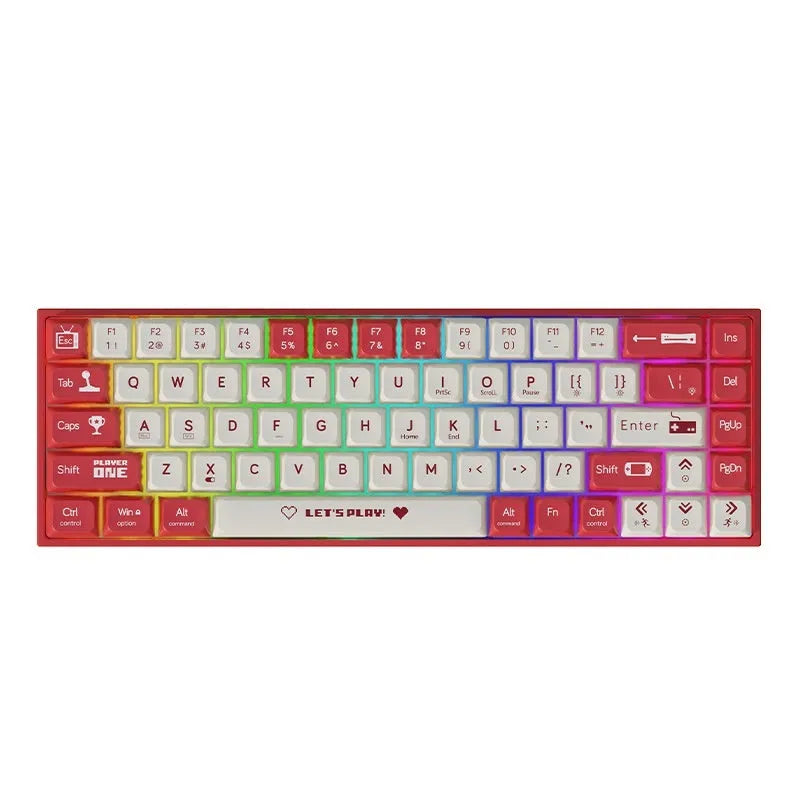 AJAZZ AK680 wired mechanical keyboard with hot-swappable switches in red and white colour scheme.