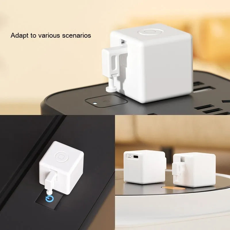 Intelligent Bluetooth Finger Robot voice control remote controller in white, compact size 34.5x34.5x46.5mm