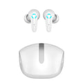 TWS wireless gaming headset in black, white, or yellow with USB charging cable