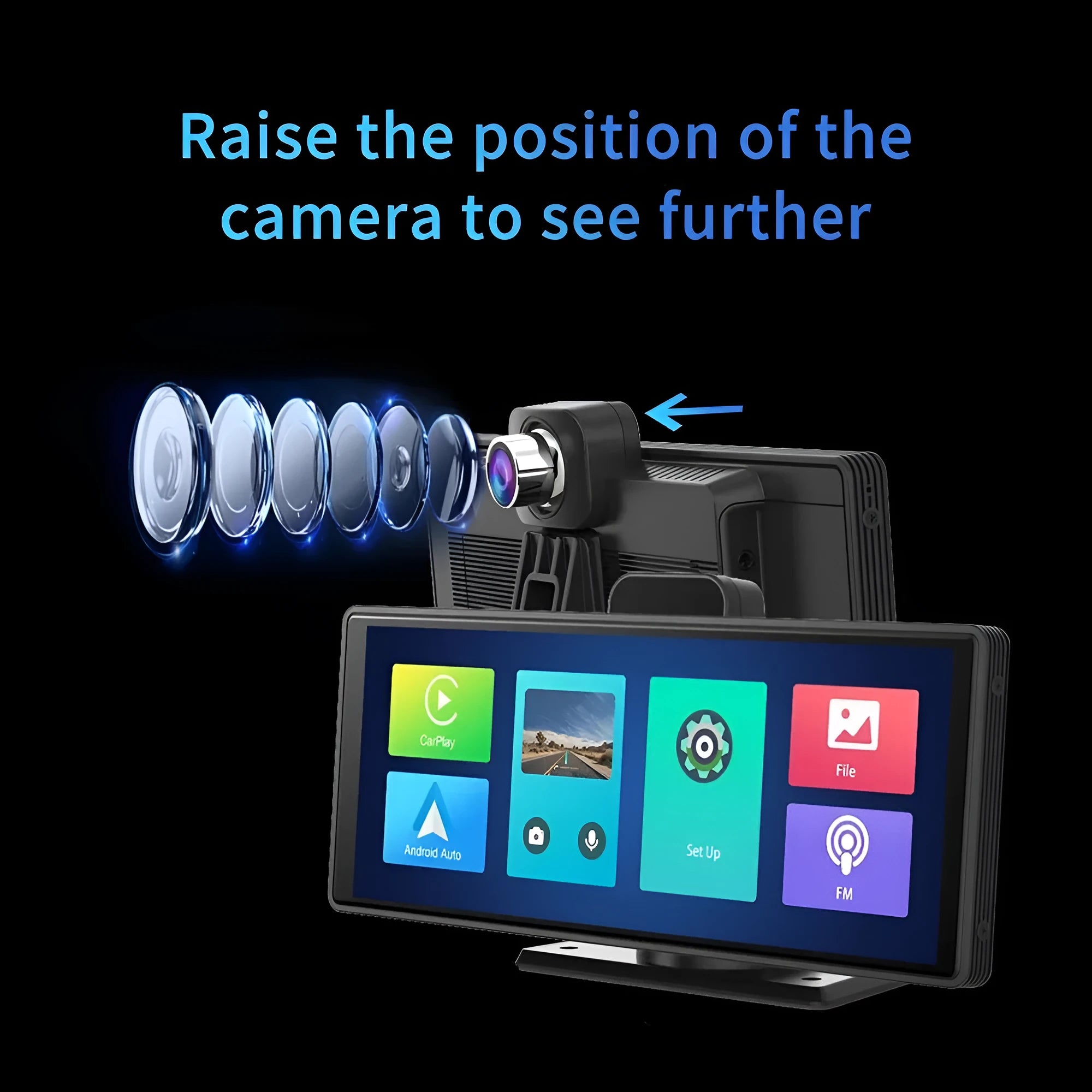 10.26 inch car dash camera with touch screen for front and rear recording