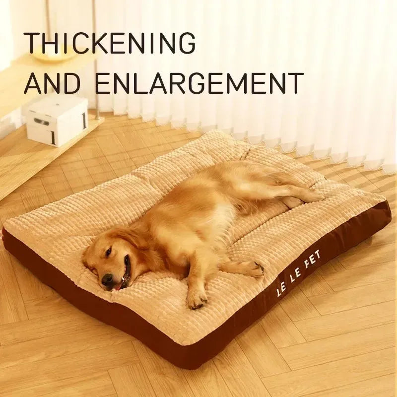 Coffee-colour removable fleece dog bed with cushion shown in medium size