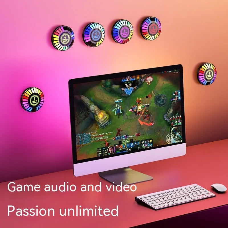 Black square desktop RGB ambience light with magnetic base for car interiors