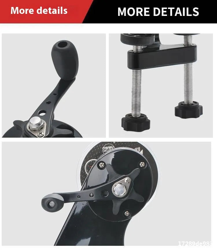Portable fishing line winder with composite fibre construction and extension shaft