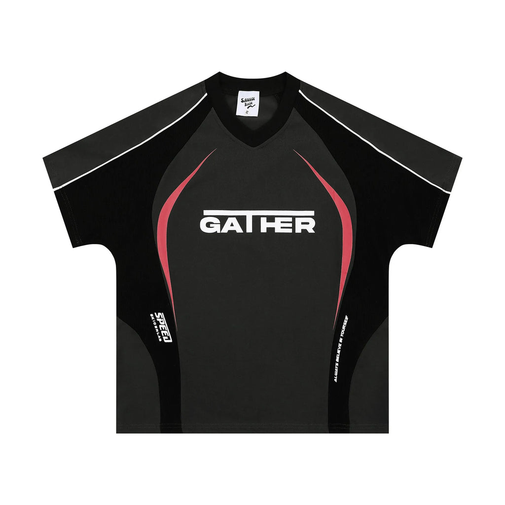 Men's loose fit T-shirt with colour matching letters print in black and apricot colour options