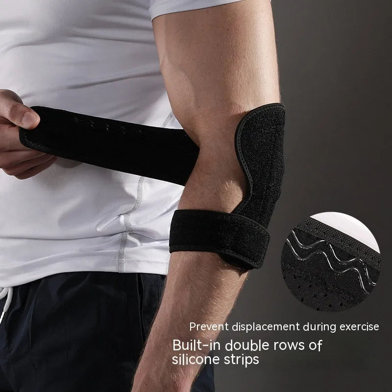 Black adjustable sports elbow guard for basketball, football, tennis and outdoor training activities