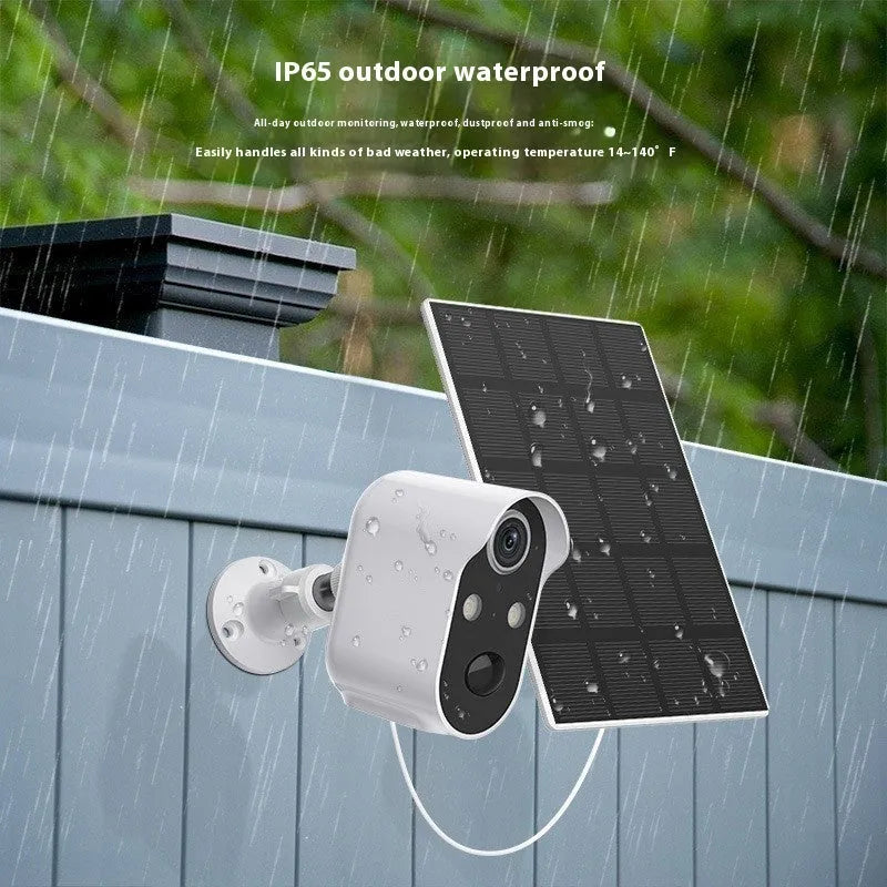 Wireless 4G security camera with plastic housing and optional solar panel accessory