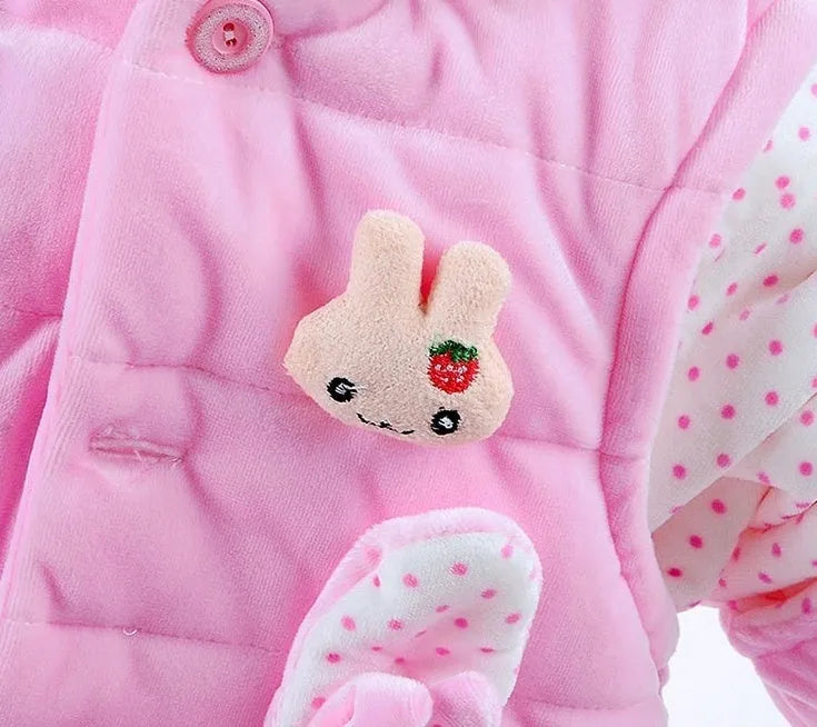 Girls three-piece autumn winter clothing set with jacket, vest, and trousers in pink colour