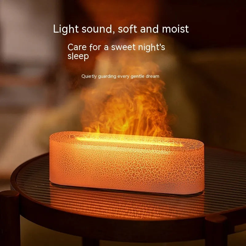 Square creative lava lamp style aroma diffuser humidifier with colourful flame lighting effect