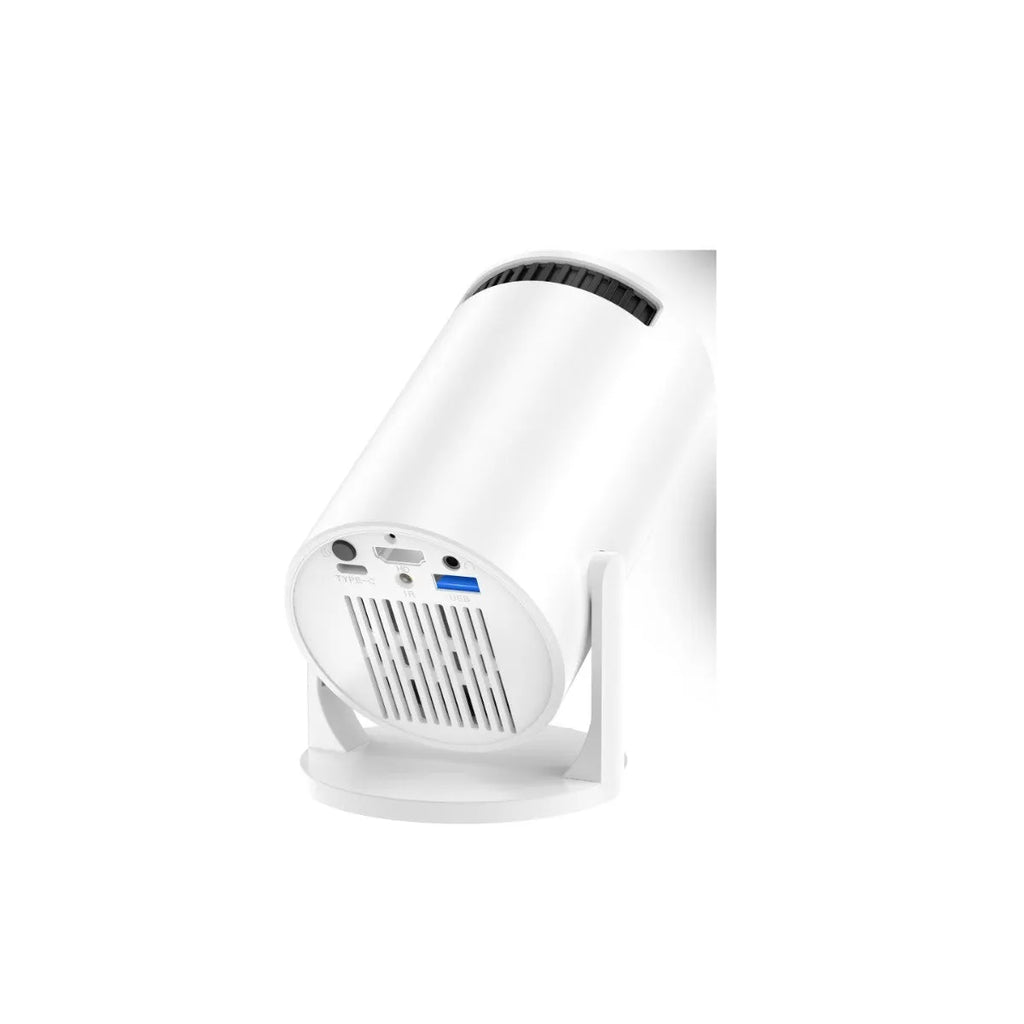 White mini wireless portable HD projector with 1080p resolution for home use