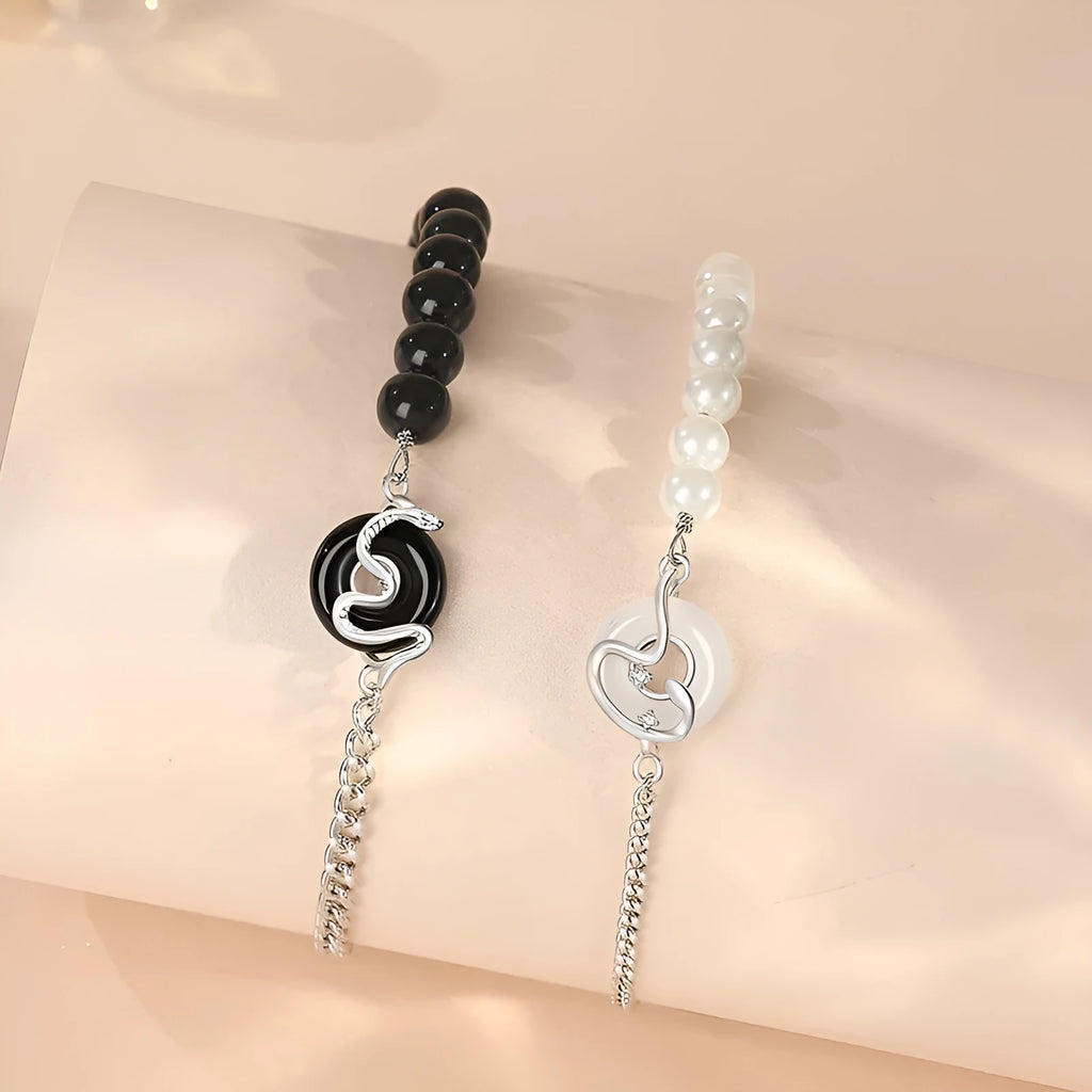 925 sterling silver New Chinese style bracelet with snake charm and safety buckle for couples.