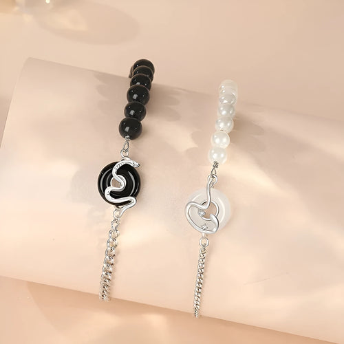 925 sterling silver New Chinese style bracelet with snake charm and safety buckle for couples.