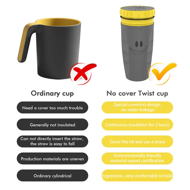 Twist-top double wall insulation travel cup with silicone membrane seal in cartoon design